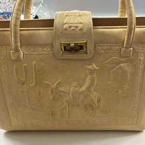 1960’s Hand Done Tooled Yellow Leather Handbag